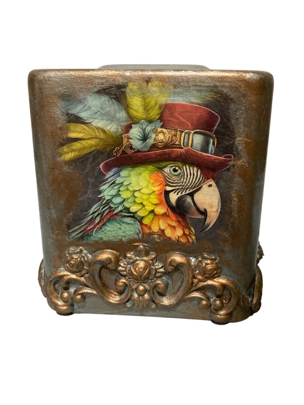 Victorian Gothic Steampunk Parrot Buzzard And Crow Tissue Box Cover